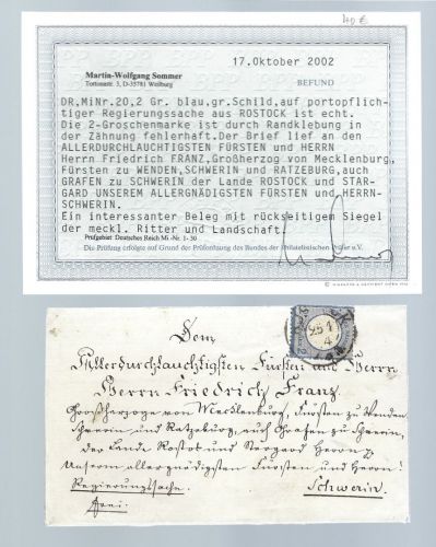 DR Mi 20 EF Regierungssache aus Rostock n. Schwerin, Befund Sommer BPP