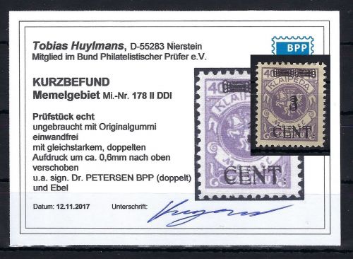 Memel, Mi 178 mII DD I *, KB Huymans BPP