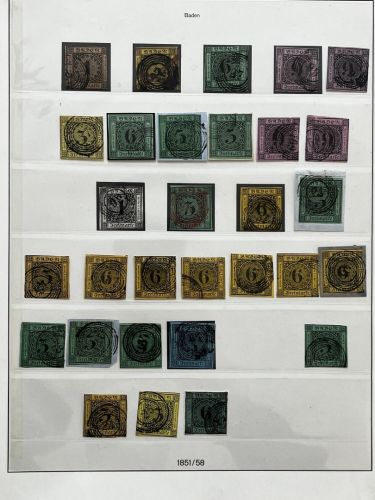 Baden, Sammlung ca. 1851-68, meist gestempelt, ME ca. 4.000€