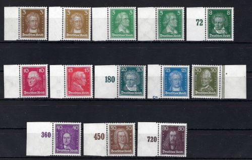 DR Berühmte Deutsche, Mi 385-397**, ME 1.200 € , Randstücke
