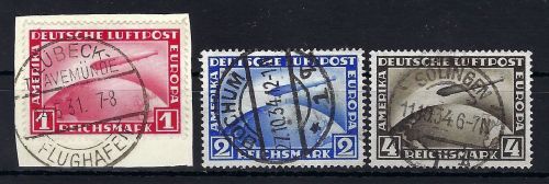 DR Zeppelin, Mi 423-24, 455 je ideal gestempelt & einwandfrei, ME 155€