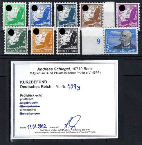 DR Mi 529-539 Y ** (ohne 530, 538), teils gepr. / KB BPP, ME 968€