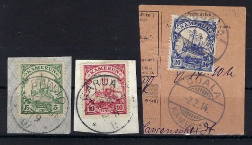 Kamerun Mi 21-23 ° je auf Briefsstück, Mi 23 gepr. G. Bühler, ME 154€