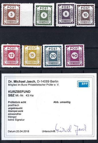 Ost Sachsen Mi 42-50 H ** (ohne 49), Mi 43 KB Dr. Jasch BPP, ME 2.100€
