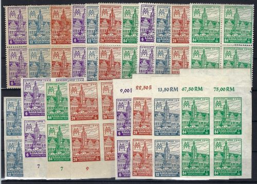 West Sachsen Mi 162-165 AX/AY/AZ/BX/BY **, Vierblock-Granitur, ME 246€