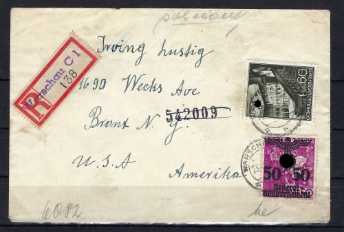 Einschreiben, Warschauer Ghetto 1941 ü. Russland und Japan in die USA