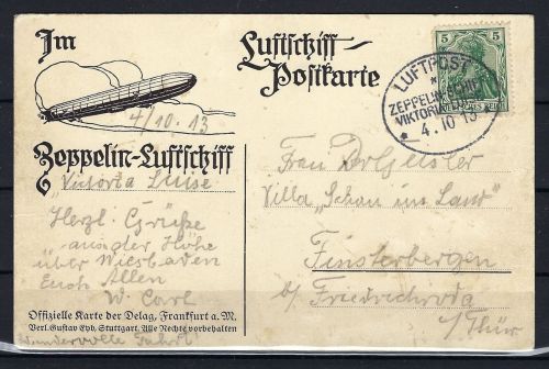 Zeppelinpost Sieger Nr. 4, Ovalstempel "Landung Viktoria Luise 1913"