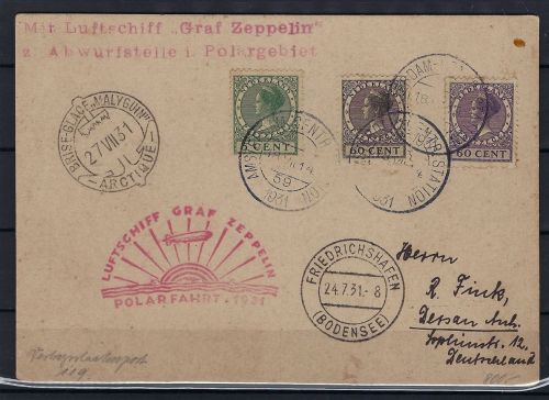 Zeppelinpost Polarfahrt 1931, ab Niederlande