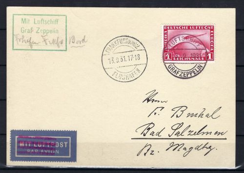 Zeppelinpost 1931, Frankfurt a. Main n. Bad Salzelmen
