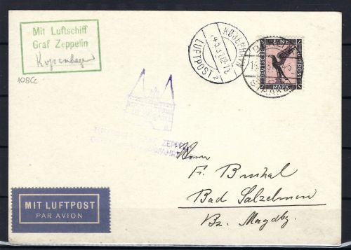 Zeppelinpost Ostsee-Rundfahrt 1931, Berlin>Kopenhagen>Bad Salzelmen