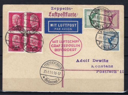 Zeppelinpost vom 24.8.1930 Nürnberg nach Konstanz