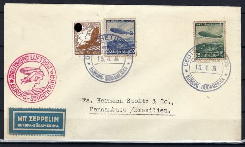 Zeppelinpost Europa-Südamerika Lorch n. Pernambuco, Sieger Brief