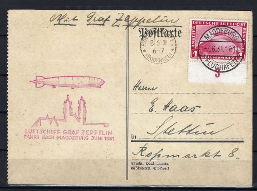 Zeppelinpost Fahrt nach Magdeburg Juni 1931