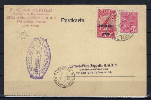 Zeppelin-Dienstkarte 1931 n. Friedrichshafen Zeppelin GmbH
