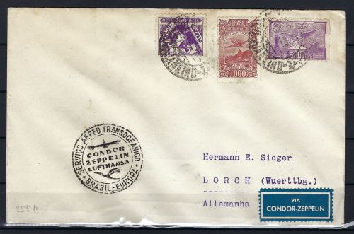 Zeppelinpost Brasil-Europa 1934 Rio de Janeiro n. Lorch, Sieger Brief