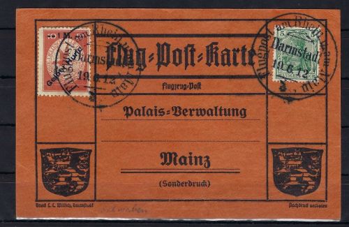 Flugpost Gelber Hund Mi IV auf Flugpostkarte , ME 280€