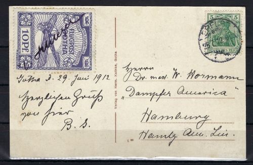 DR Halbamtliche Flugpostmarke Mi 5 MiF, Federentwertung, ME 1.100€