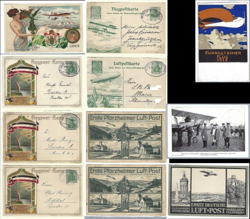 10 bessere Flugpostkarten 1912-1914 aus Ausstellungssammlung