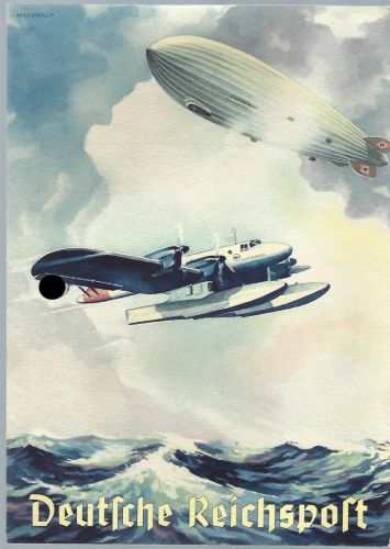 3. Reich Telegramm-Formular D. Reichspost 1939, Zeppelin / Flugpost