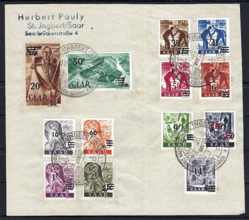 Saar / Saarland Mi 226-238 auf Papierunterlage, ME 130€