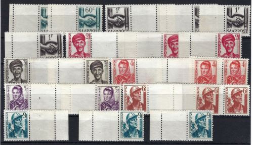 Saar / Saarland Lot aus Mi 239-247 ** mit Leerfeldern