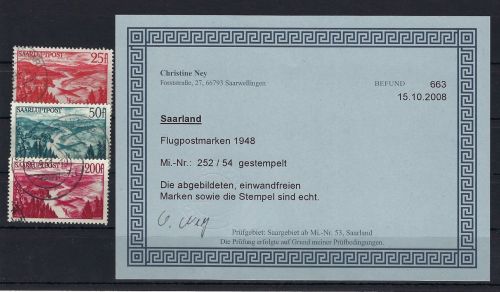 Saar / Saarland Mi 252-254 ° einwandfrei mit Befund Ney