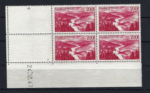 Saar / Saarland Mi 254 Br / L ** 4er-Block