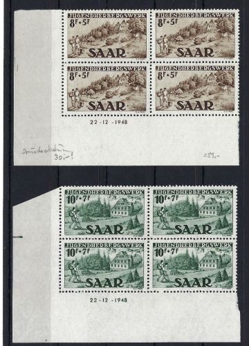 Saar / Saarland Mi 262-263 Br ** 4er-Block