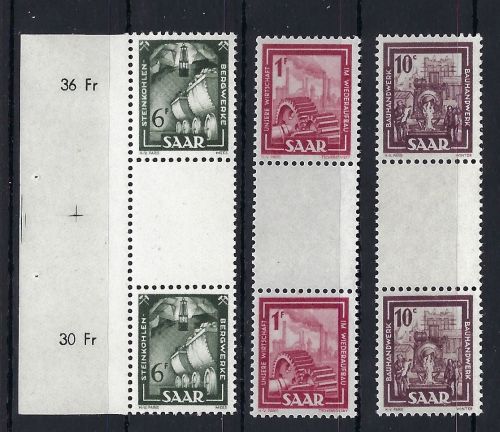 Saar / Saarland Mi 272, 274, 277 ZS je ** und einwandfrei, ME 70€