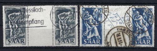 Saar / Saarland Mi 283 ZS + 284 ZS je ° und ungefaltet, ME 125€