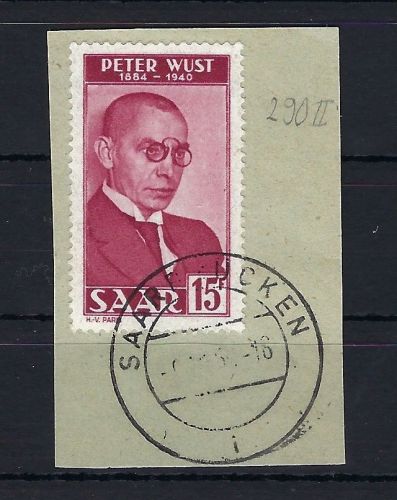 Saar / Saarland Mi 290 ° auf Briefstück mit PF II, gep. Ney BPP