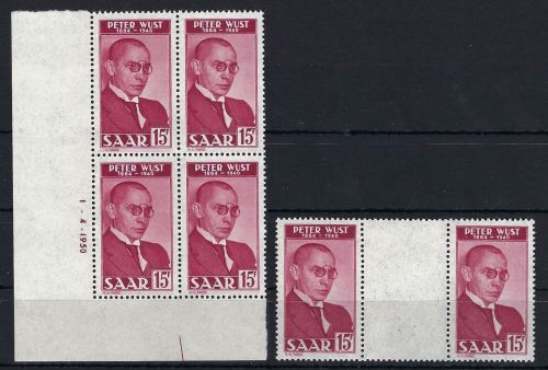 Saar Mi 290 Br ** 4er-bBl. + 290 ZW **, einwandfrei, ME 110