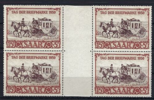 Saar / Saarland Mi 291 ZW ** (2) im Block, Luxus Qualität, ME 480€