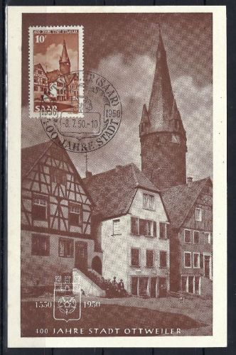 Saar / Saarland Mi 296 FDC-Maximumkarte, ME 100€