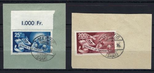 Saar Mi 297-298 mit ESt, Luxusbriefstücke, gep. Hoffmann BPP, ME 320€