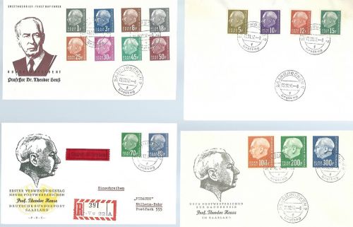 Saar / Saarland Mi 409-28 (ohne 417m 420, 425) 4 FDC´s, ME 1.114€