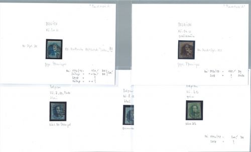 Belgien 5 gestemp. Werte: Mi 1a, 2a, 6, 8 (2), alle vollrandig, ME 315