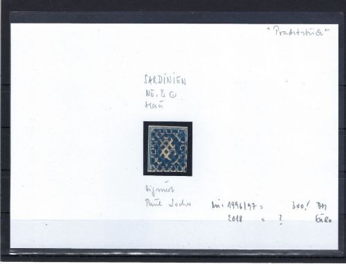 Altitalien / Sardinien, Mi 2 ° vollrandig, signiert