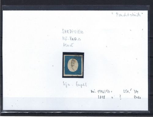 Altitalien / Sardinien, Mi 8 a ° Briefstück, vollrandig, gepr. Engel