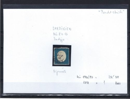 Altitalien / Sardinien, Mi 8 a °, vollrandig, signiert