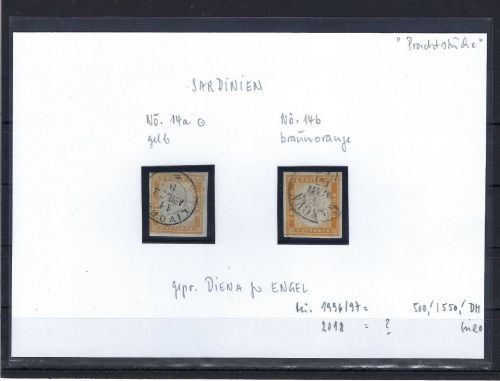 Altitalien / Sardinien, Mi 14 a / b °, vollrandig, gepr. Diena / Engel