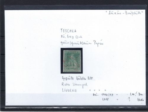 Altitalien / Toskana, Mi 6 ay° mit rotem Stemp. Livorno, geprüft Bühler BPP