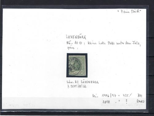 Luxemburg Mi 10 ° vollrandig, ME 250€