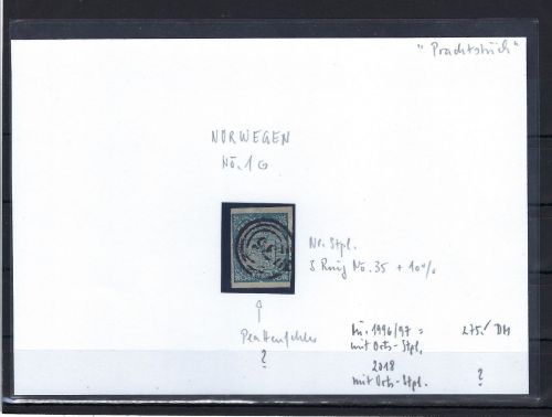 Norwegen Mi 1 ° vollrandig mit 3-Ring Stempel 35