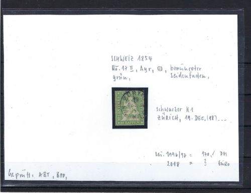 Schweiz Mi 17 II A yr °