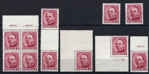 Saar Mi 289 ** Garnitur mit versch. Besonderheiten, ME 648€