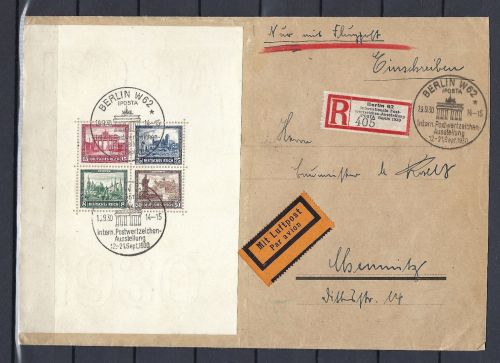 DR Block 1 auf Einschreibebrief befördert von Berlin n. Chemnitz