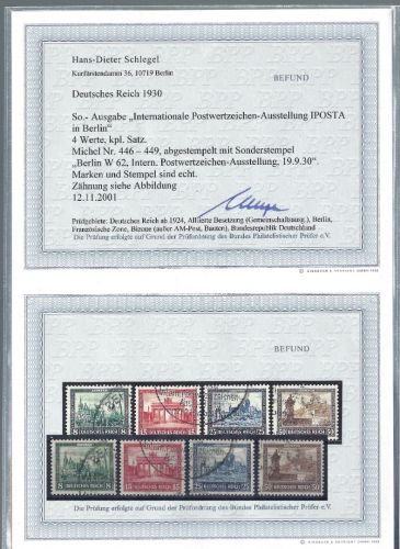 DR Mi 446-449 ° aus Block 1, mit Befund Schlegel BPP, ME 560€