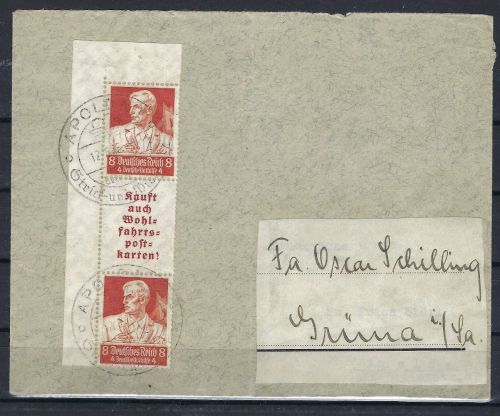 DR Berufsstände ZD S 224 auf Bedarfsbrief, überfrankiert