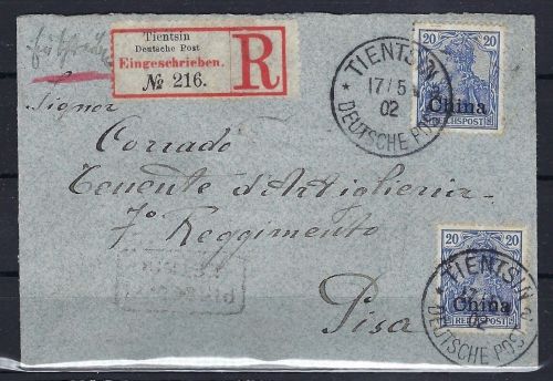 P) DAP China, Mi 18 MeF Tientsin-Pisa (Italien) 1902, seltene Dest.
